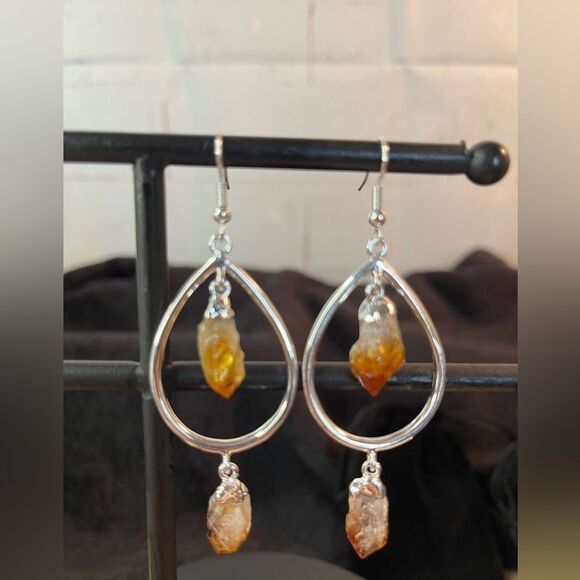 Brazilian Natural Citrine Drop Earrings in Silvertone 42.50ctw - Picture 14 of 15